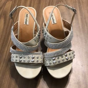 Size 8 Not Rated studded and sparkle wedges